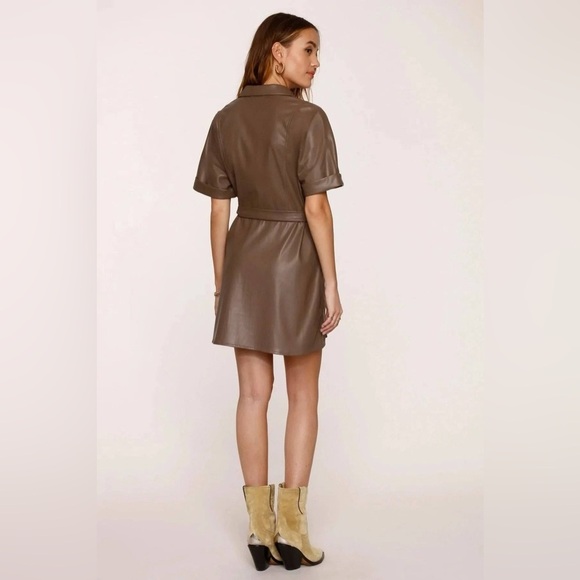 HEARTLOOM Soho Vegan Leather Mini Dress in Coco Brown - Picture 5 of 11